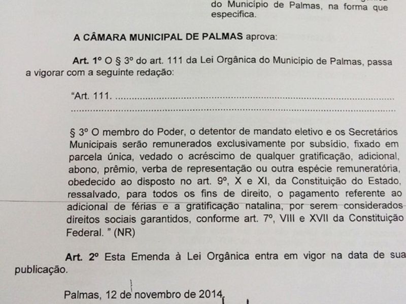 (Foto: Reprodução/Projeto de Emenda à Lei Orgânica nº 1)